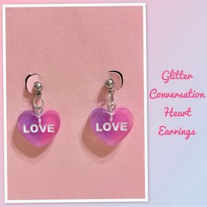 Glitter Conversation Heart Earrings